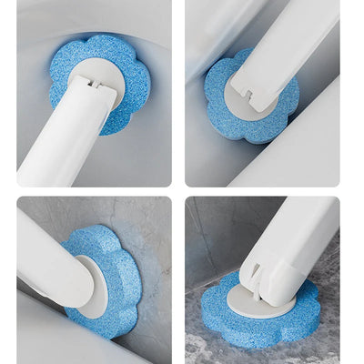 Toilet Brush Pre-Filled Disposable Heads Ergonomic Handle & Holder