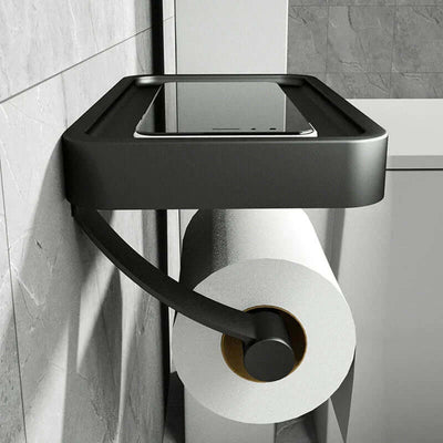 Toilet Paper Holder Integrated Shelf Wall-Mounted