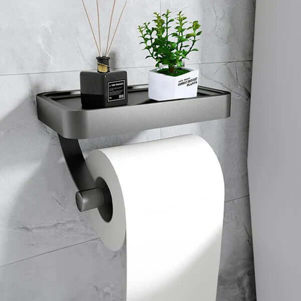 Toilet Paper Holder Integrated Shelf Wall-Mounted