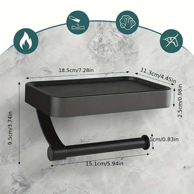 Toilet Paper Holder Integrated Shelf Wall-Mounted