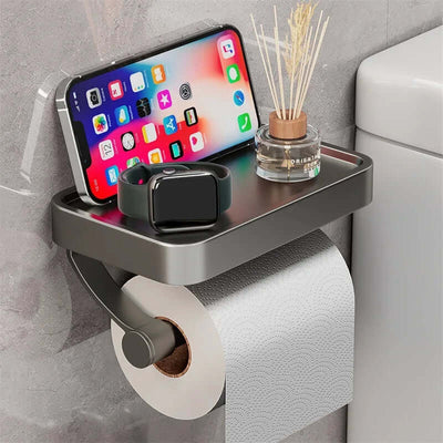 Toilet Paper Holder Integrated Shelf Wall-Mounted