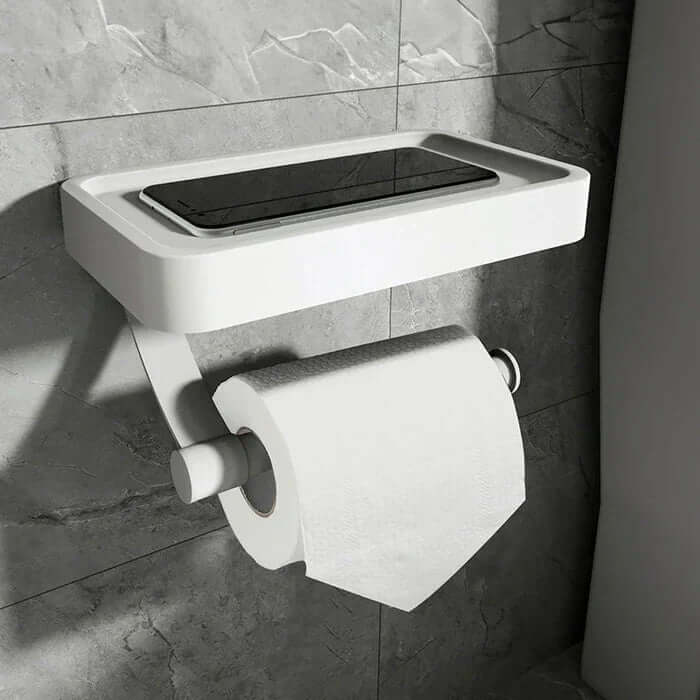 Toilet Paper Holder Integrated Shelf Wall-Mounted
