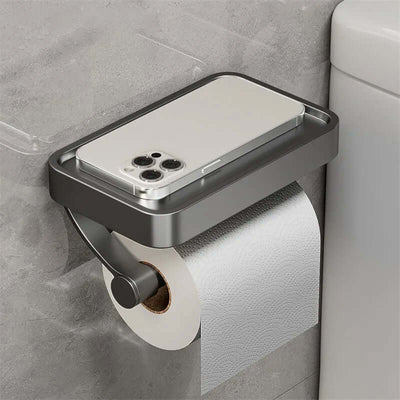 Toilet Paper Holder Integrated Shelf Wall-Mounted