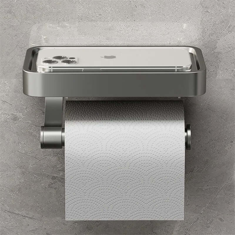 Toilet Paper Holder Integrated Shelf Wall-Mounted