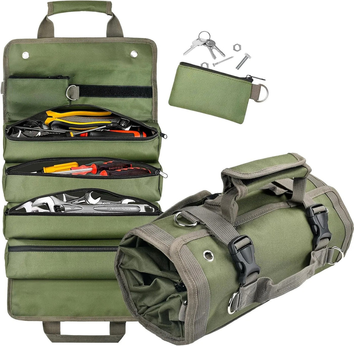 Tool Organizer Roll-Up Quick-Access Removable Pockets