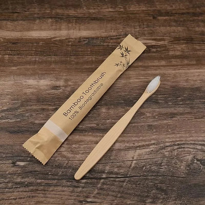 Toothbrush Set Bamboo Handle Soft Bristles 10-Pack