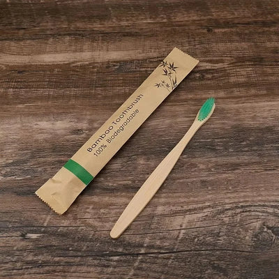 Toothbrush Set Bamboo Handle Soft Bristles 10-Pack