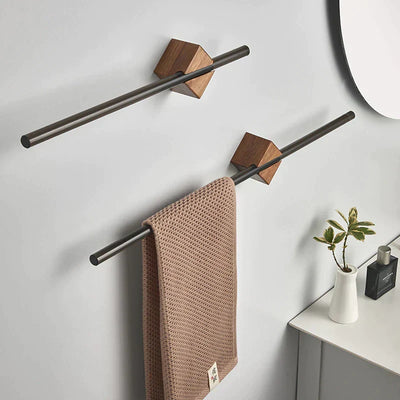 Towel Rack Wall-Mounted Natural Wood Grain & Stainless Steel