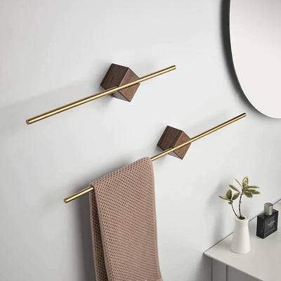 Towel Rack Wood & Stainless Steel Slim Wall-Mount
