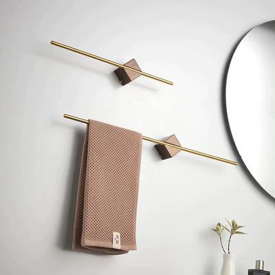 Towel Rack Wood & Stainless Steel Slim Wall-Mount