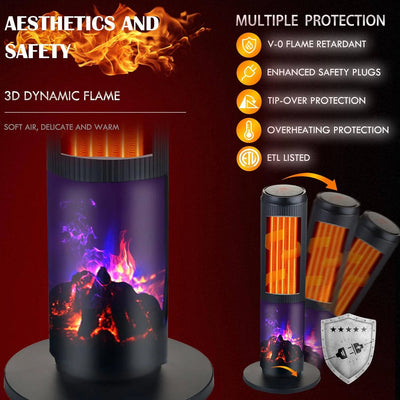 Tower Space Heater Ceramic 70-Degree Oscillation Remote Control