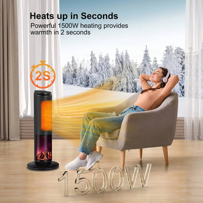Tower Space Heater Ceramic 70-Degree Oscillation Remote Control
