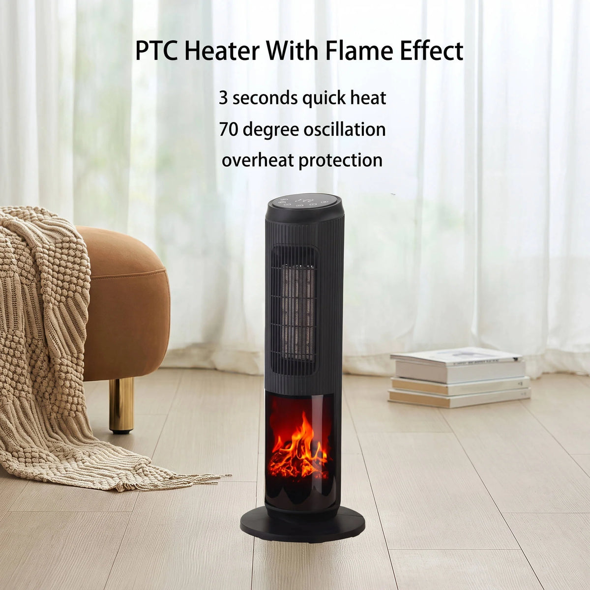 Tower Space Heater Ceramic 70-Degree Oscillation Remote Control
