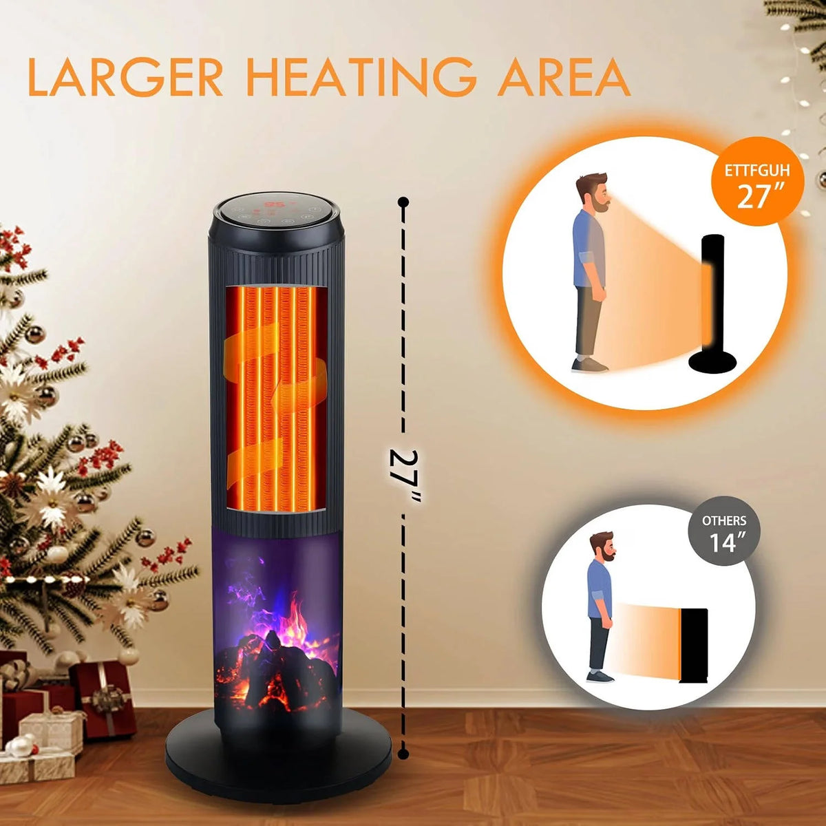 Tower Space Heater Ceramic 70-Degree Oscillation Remote Control