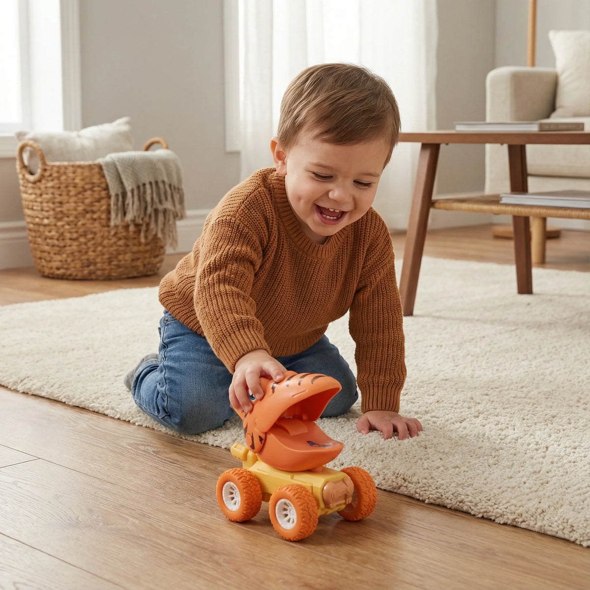 Toy Truck Dinosaur Design Push-Activated Drive