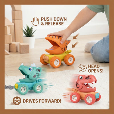 Toy Truck Dinosaur Design Push-Activated Drive