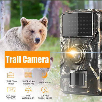Trail Camera 1080P Full HD 16MP Night Vision Weather-Resistant