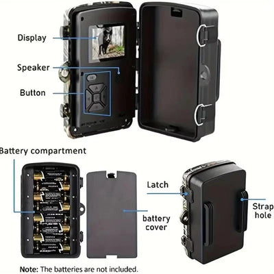 Trail Camera 16MP 1080P No-Glow Infrared Night Vision