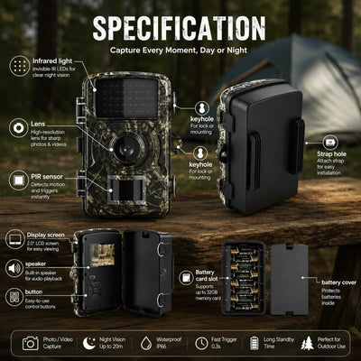 Trail Camera Night Vision Motion Detection Weatherproof 16 MP
