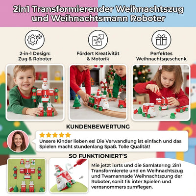 Transforming Train Toy Tool-Free 2-in-1 Glowing Lights & Glitter