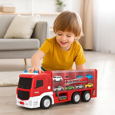 Transforming Truck Racetrack Tool-Free 2-in-1 Includes Six Cars