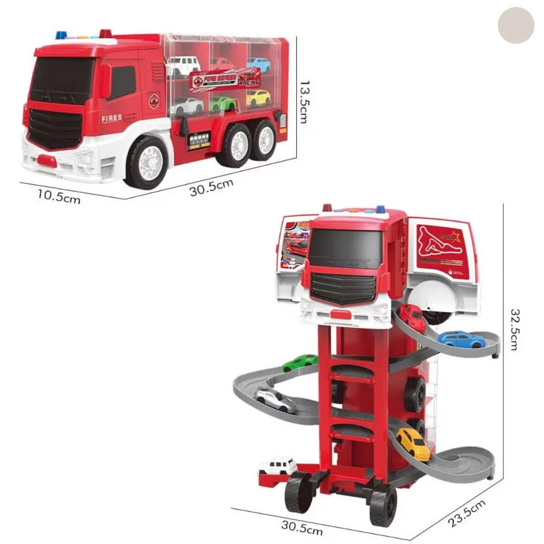 Transforming Truck Racetrack Tool-Free 2-in-1 Includes Six Cars
