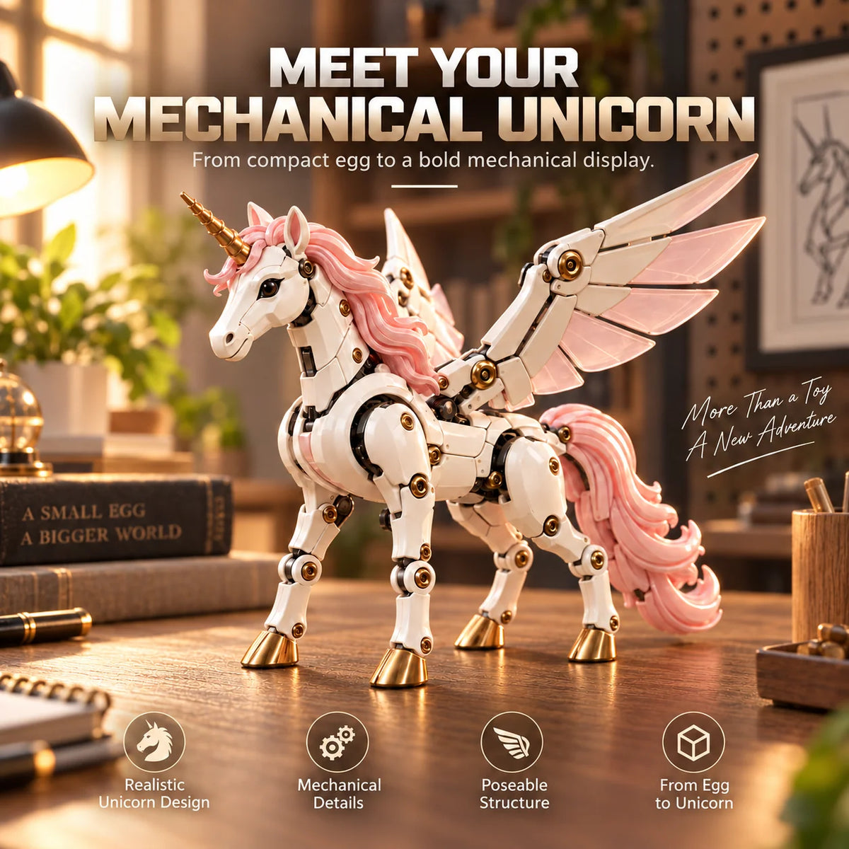 Transforming Unicorn Figure Egg-to-Unicorn Two Forms in One