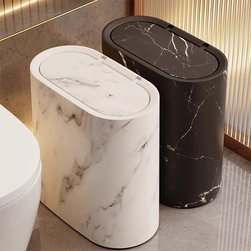 Trash Can Slim Oval Push Lid