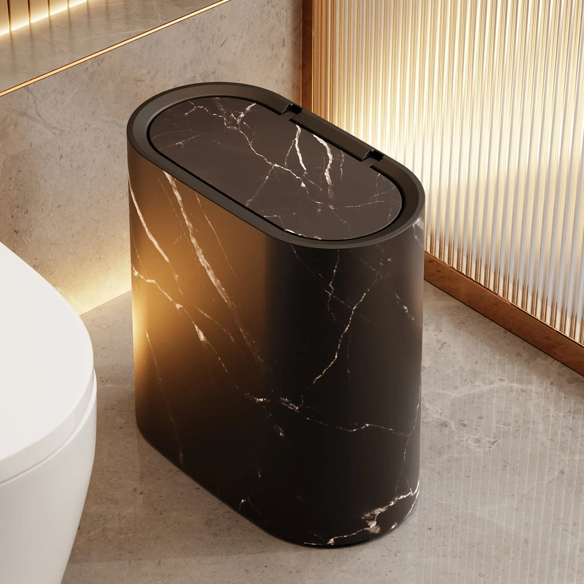 Trash Can Slim Oval Push Lid