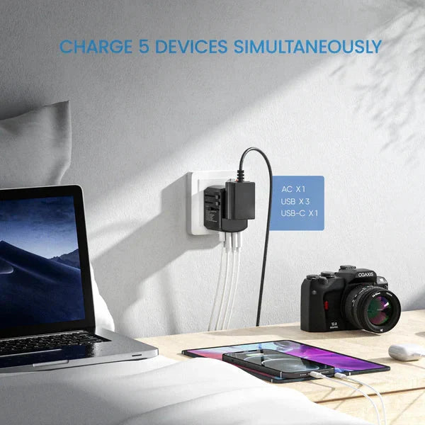Travel Adapter Universal 4 USB Ports Surge Protection