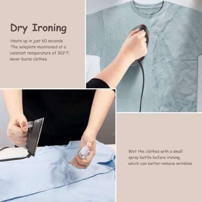 Travel Iron Rapid Heating Foldable Handle Dry & Wet Modes