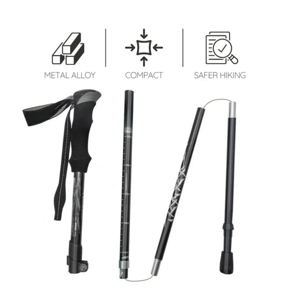 Trekking Pole Quick-Fold Lightweight Alloy Steel & Textured Grip