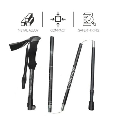 Trekking Pole Quick-Fold Lightweight Alloy Steel & Textured Grip