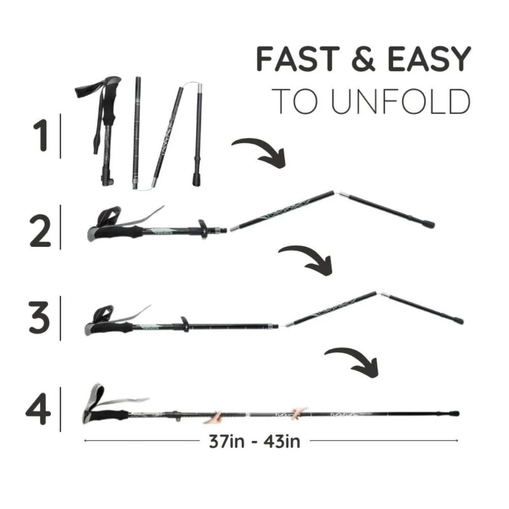 Trekking Pole Quick-Fold Lightweight Alloy Steel & Textured Grip