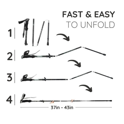 Trekking Pole Quick-Fold Lightweight Alloy Steel & Textured Grip