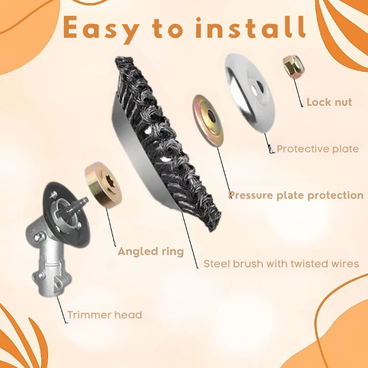 Trimmer Head Braided Carbon Steel Tool-Free Installation
