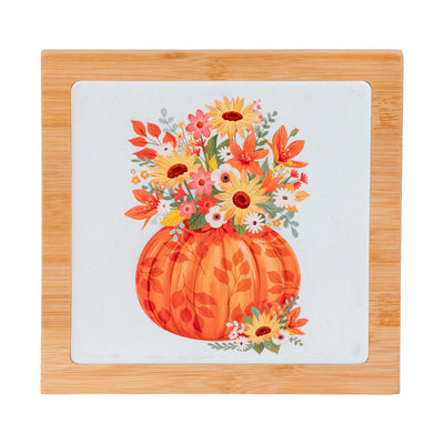 Trivet Ceramic & Wood Heat-Resistant Autumn Design