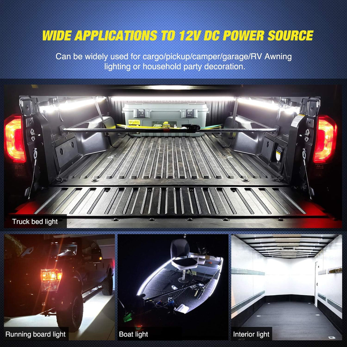 Truck Bed LED Light Strips 3900 Lumens Peel-and-Stick