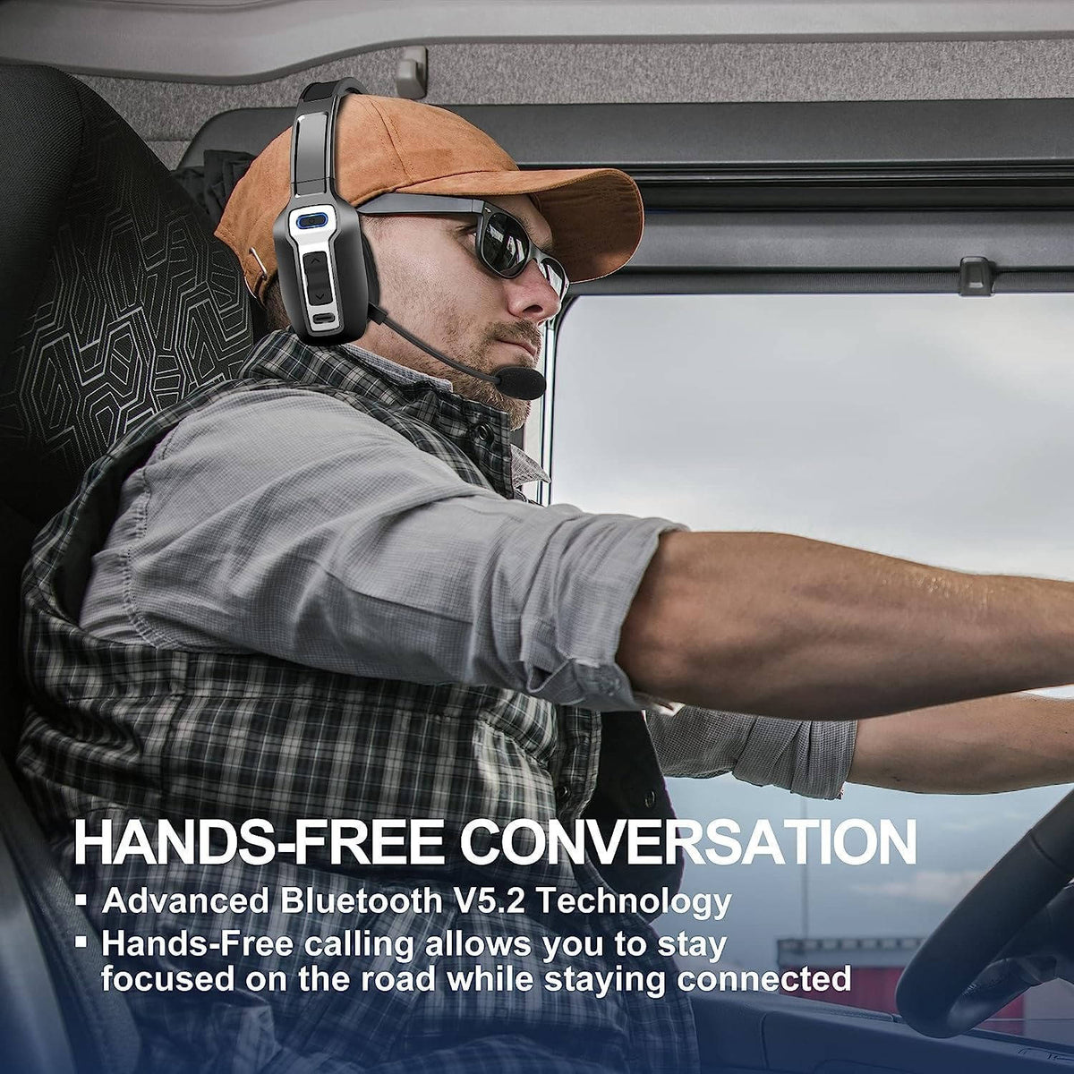 Trucker Headset Noise-Canceling Mic Bluetooth 5.2 35-Hour