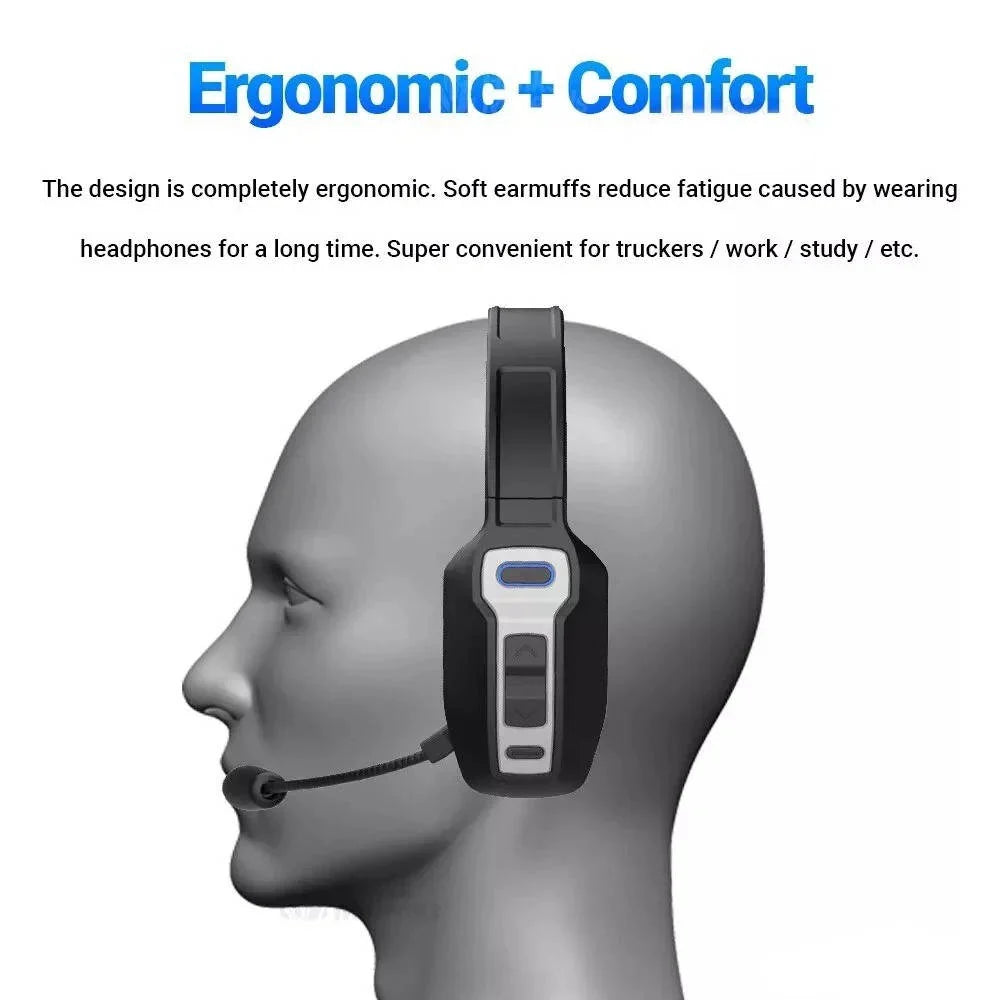Trucker Headset Noise-Canceling Mic Bluetooth 5.2 35-Hour
