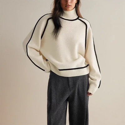 Turtleneck Sweater Oversized High Collar Soft Breathable Blend