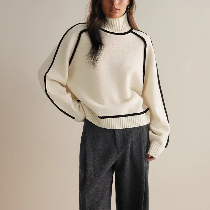 Turtleneck Sweater Oversized High Collar Soft Breathable Blend