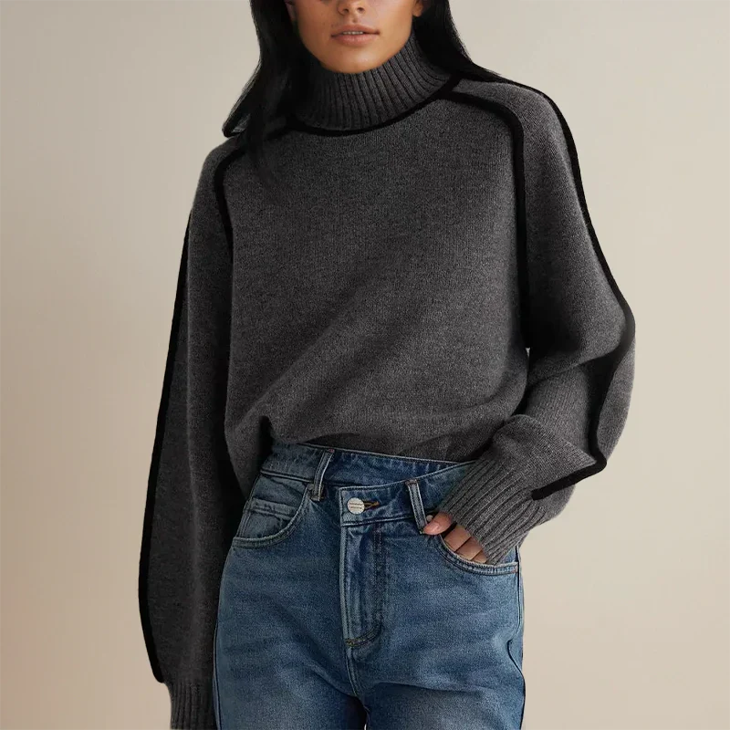 Turtleneck Sweater Oversized High Collar Soft Breathable Blend