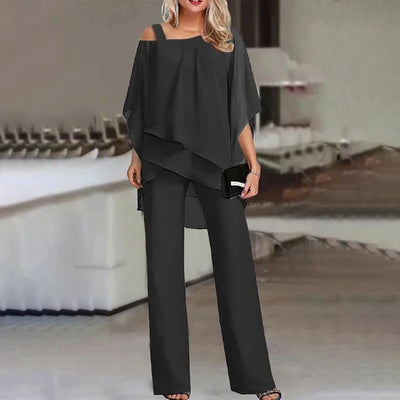 Two-Piece Set Cold-Shoulder Tailored Fit