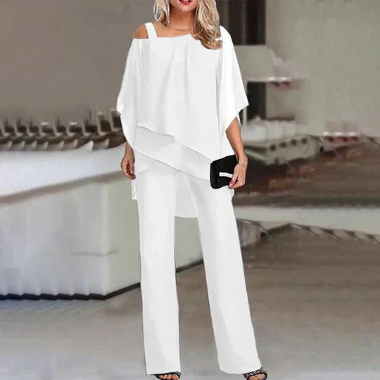 Two-Piece Set Cold-Shoulder Tailored Fit