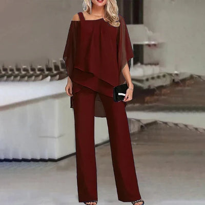 Two-Piece Set Cold-Shoulder Tailored Fit