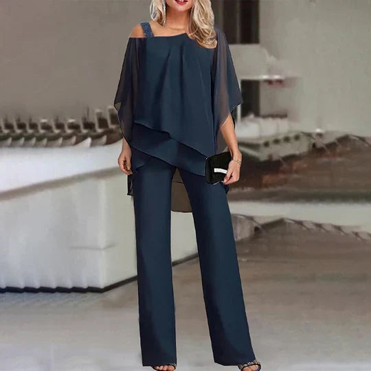 Two-Piece Set Cold-Shoulder Tailored Fit