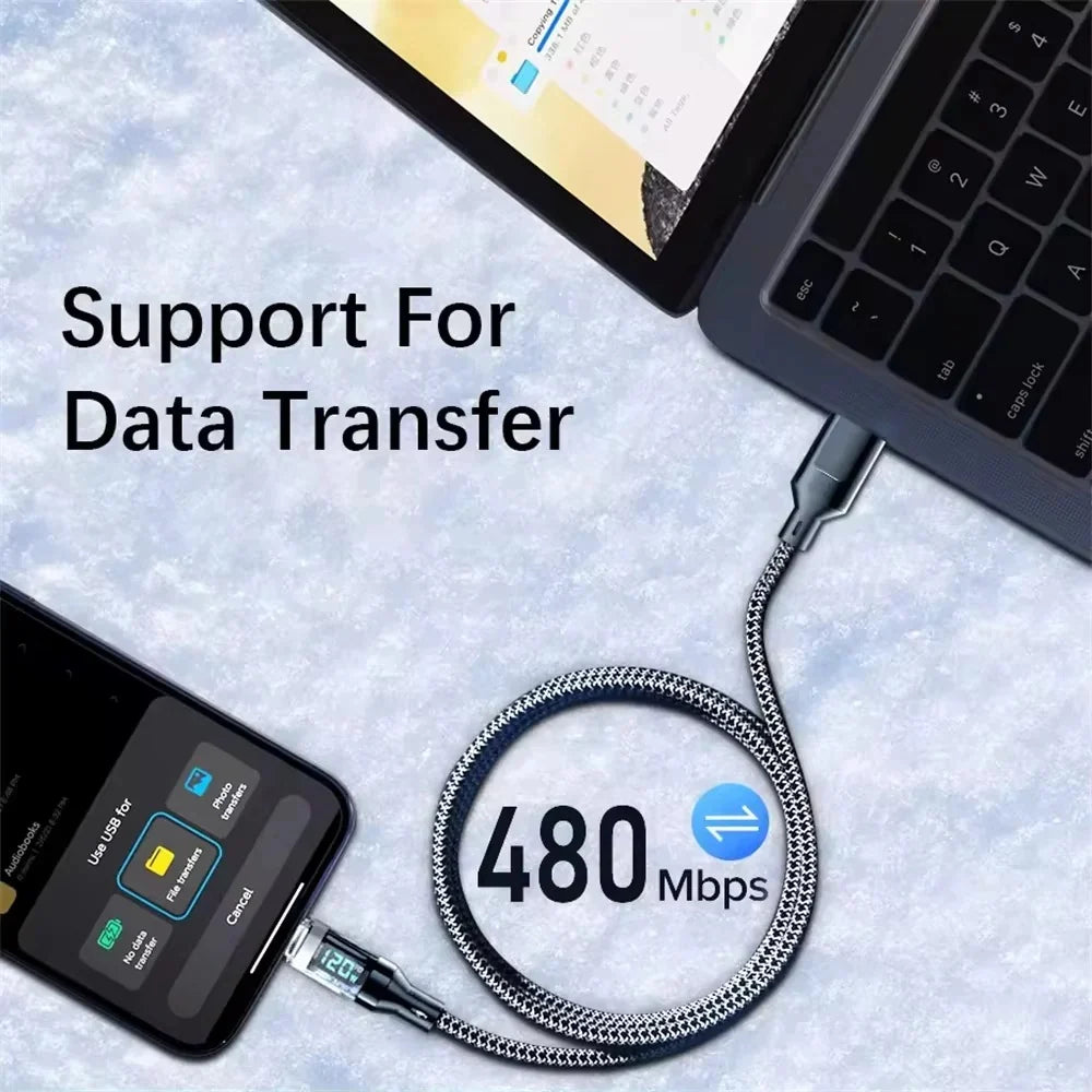 USB-C Charging Cable 120W Fast Charging Real-Time Power Display