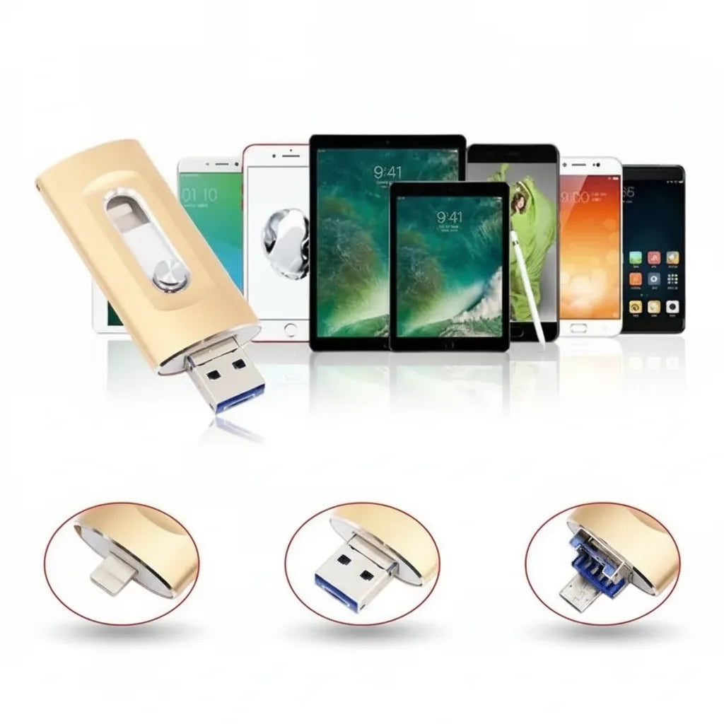 USB Flash Drive 3-in-1 Lightning USB-C & USB-A