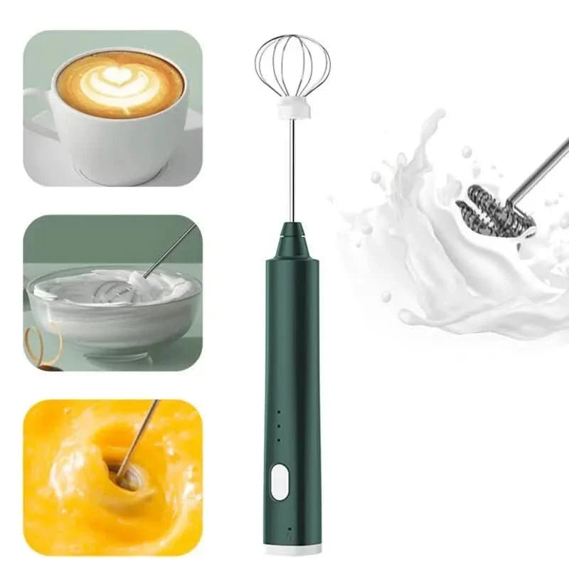 USB Rechargeable Milk Frother, 3-Speed Stainless Steel Whisk